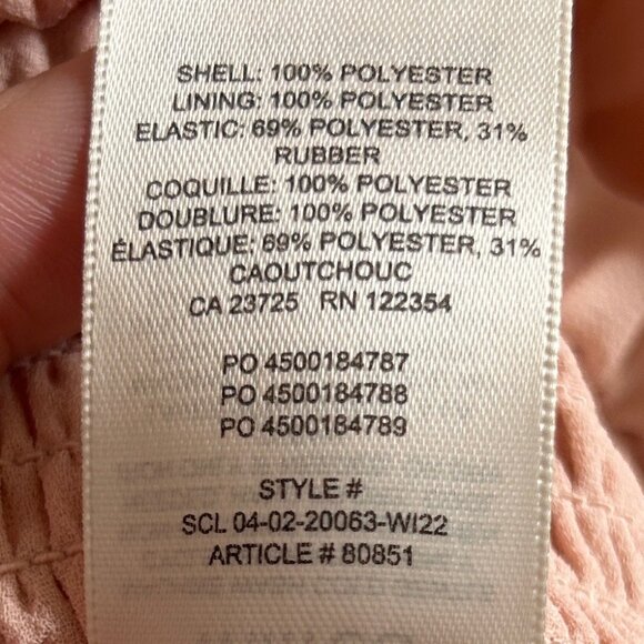 Aritzia Wilfred Wistful Smocked V-Neck Sheer Long Sleeve Blouse Coral Blush XL - Picture 7 of 7